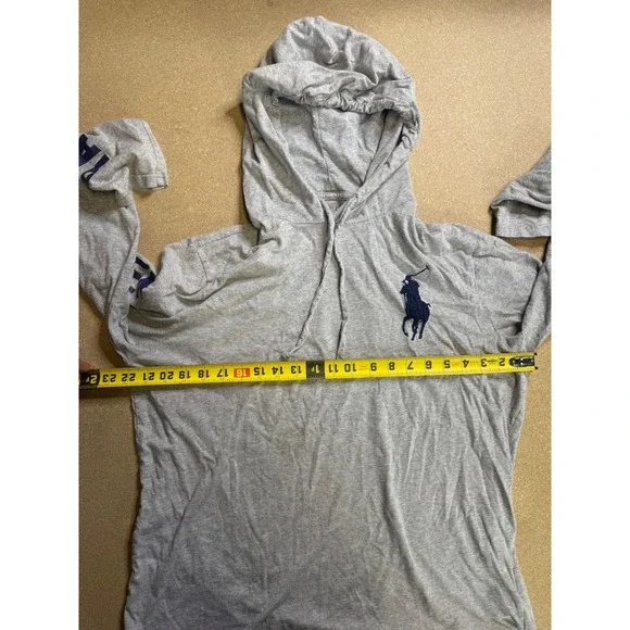 Ralph Lauren Mens Grey Long Sleeve Hoodie Polo Player Flag 1967 Logo Size L - Picture 7 of 8